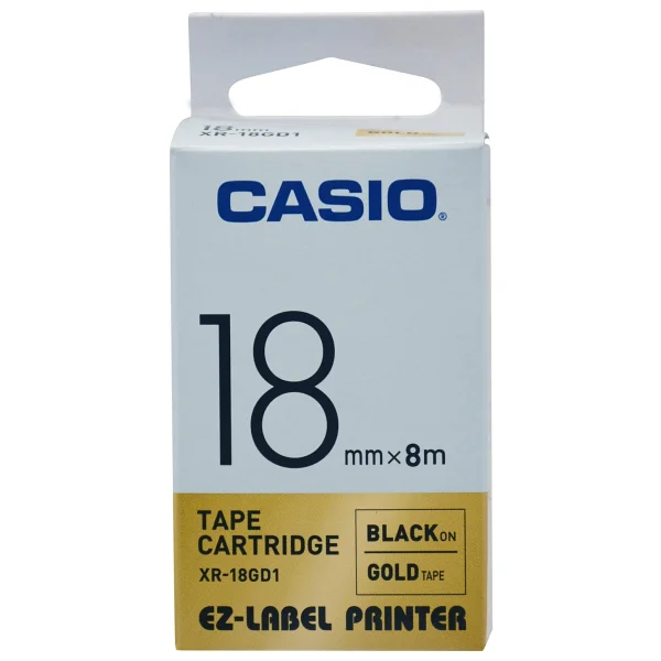 Casio Xr-18gd1 (Gold/Black) Etiket Yazıcısı Kartuşu Altın Renk Üstüne Siyah Baskı - Görsel 2