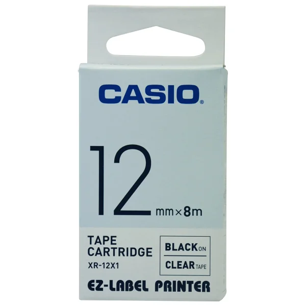 Casio Xr-12x1 (Clr/Bk) Etiket Yazıcısı Kartuşu Şeffaf Renk Üstüne Siyah Baskı - Görsel 2