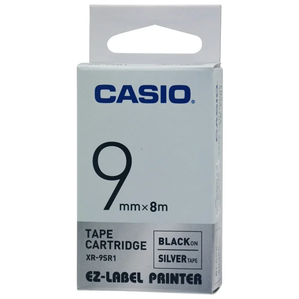 Casio Xr-9sr1 (Silver/Black) Etiket Yazıcısı Kartuşu Gümüş Renk Üstüne Siyah Baskı - Görsel 2