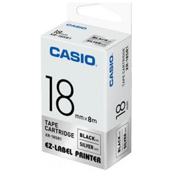 Casio Xr-18sr1 (Silver/Black) Etiket Yazıcısı Kartuşu Gümüş Renk Üstüne Siyah Baskı - Görsel 2