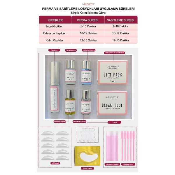 Le Petit Kirpik Lifting Seti, Lash Lift Full Set, Kaş&Kirpik Perma Seti Ve Kaş Şekillendirici,Sabitleyici Wax - Görsel 5