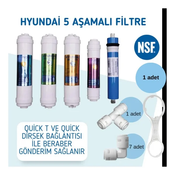 Hyundai Su Arıtma Filtre Seti 5li Takım - Nsf Onaylı - Görsel 6