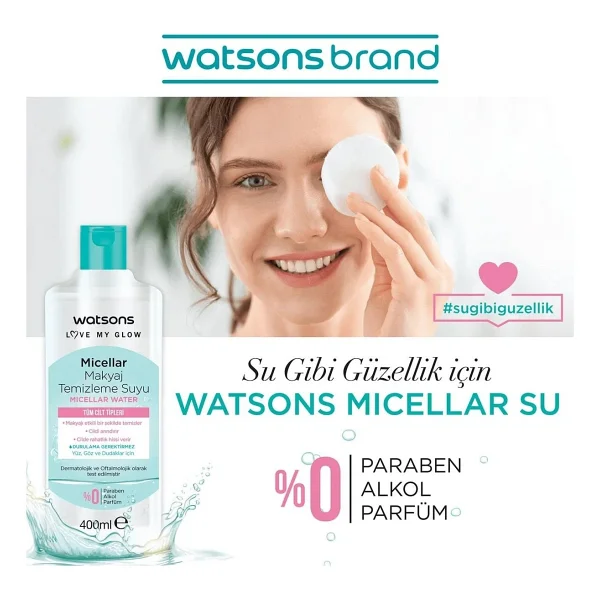 Watsons Micellar Tüm Cilt Tipleri İçin 400 Ml Makyaj Temizleme Suyu - Görsel 2