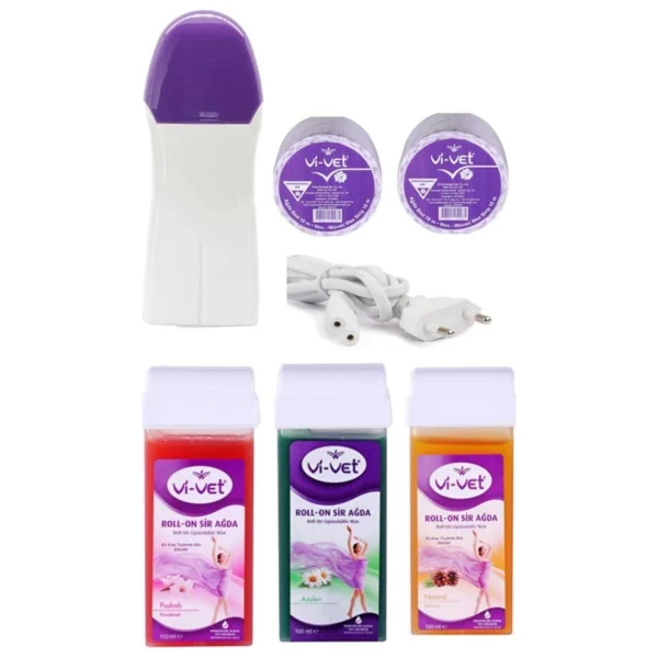 Vi-Vet 3 Adet Kartuş Roll-On Kolay Ağda 2 Yıl Garantili Ağda Makinesi 2 Ad 10mt Ağda Bezi Ağda Seti - Görsel 3