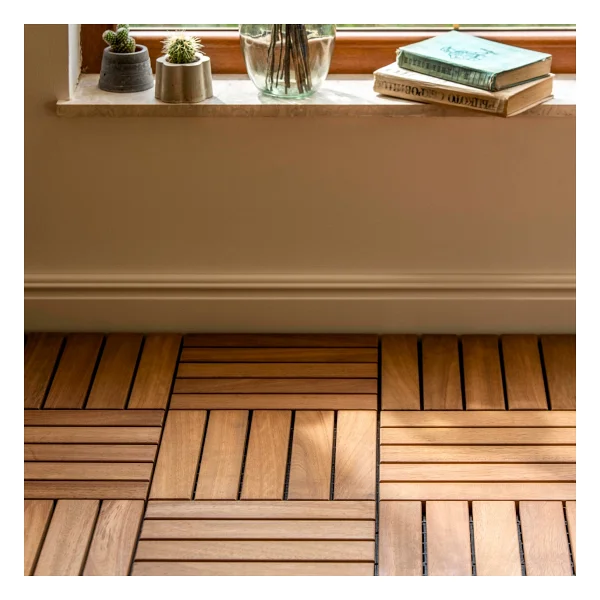 Sunsoe İroko Ağacı Balkon Bahçe Ahşap Yer Döşemesi Karo Deck 30x30 Cm - 1 Adet (0,09m2) - 30 X 30 Cm - Görsel 2