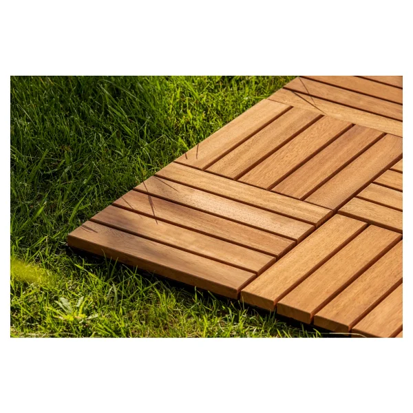 Sunsoe İroko Ağacı Balkon Bahçe Ahşap Yer Döşemesi Karo Deck 30x30 Cm - 1 Adet (0,09m2) - 30 X 30 Cm - Görsel 4