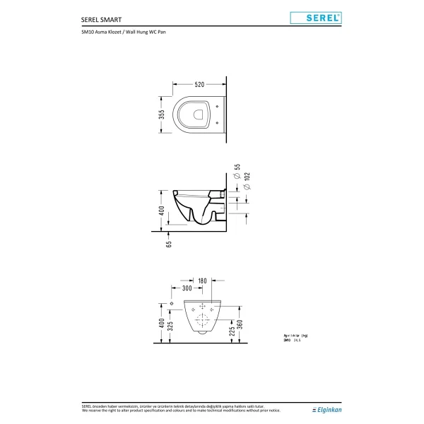 Serel Sm10ods110h Smart 52 Cm Asma Klozet - Görsel 2