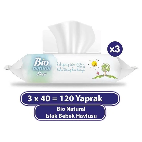 Sleepy Bio Natural 40 Yaprak 3'lü Paket Islak Mendil - Görsel 9