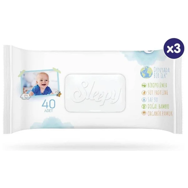 Sleepy Bio Natural 40 Yaprak 3'lü Paket Islak Mendil - Görsel 10