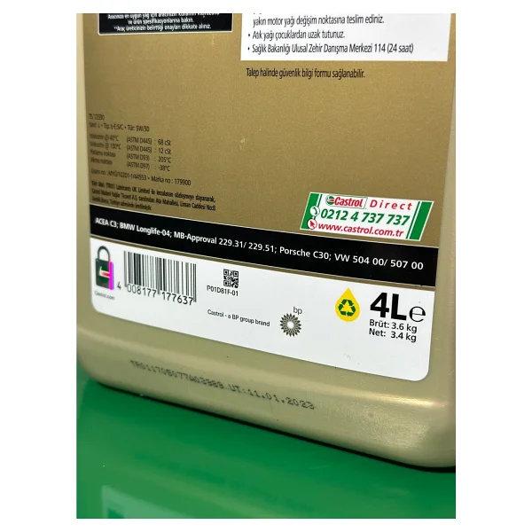 Castrol Edge 5w-30 Ll 4 Lt Motor Yağı - 2023 - Görsel 3