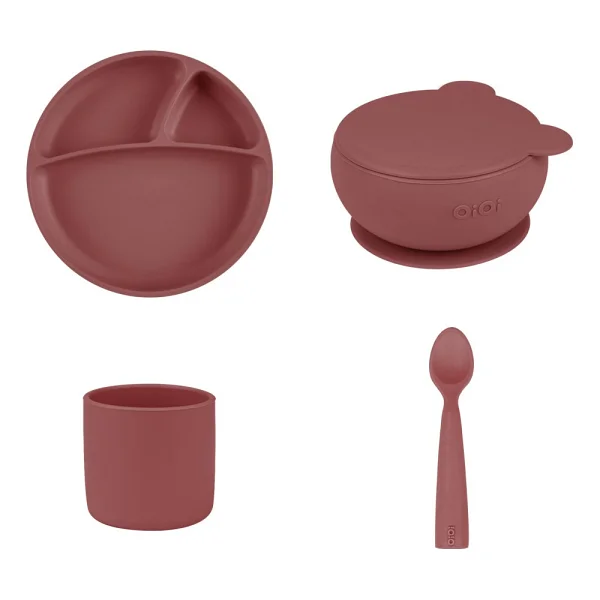 Oioi 4 Parça Bordo Beslenme Seti Gıda Sınıfı Silikondan Üretilmiş 6+ Ay İçin Ergonomik Tasarım - Görsel 4