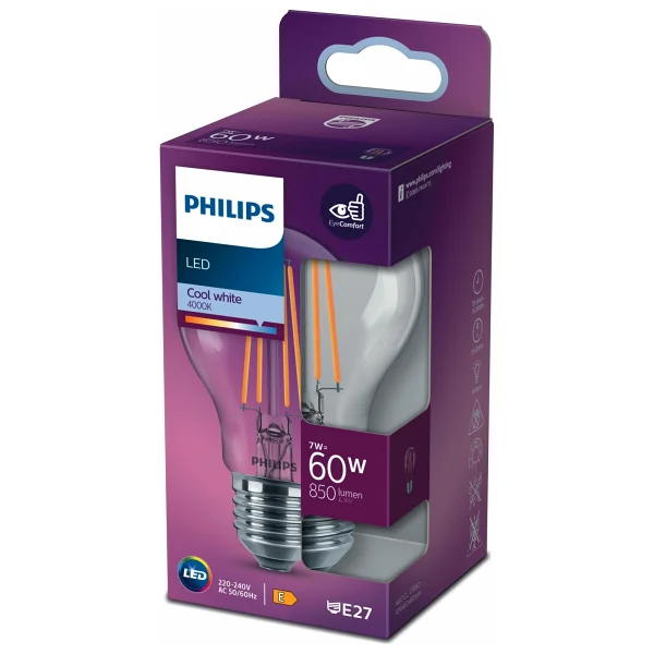 Philips LED Classic Şeffaf Filament Ampul 7w 850 Lumen 4000k Gün Işığı A60 E27 Duy (60w Eşleniği) - 1 - 10 W - Görsel 3
