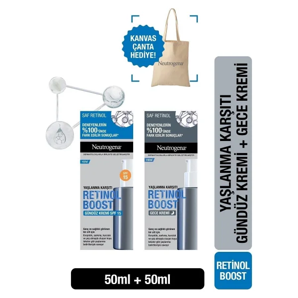 Neutrogena Retinol Boost Karşıtı Gündüz Kremi Antiaging + Retinol Boost Gece Kremi Çanta Hediyeli - Görsel 4