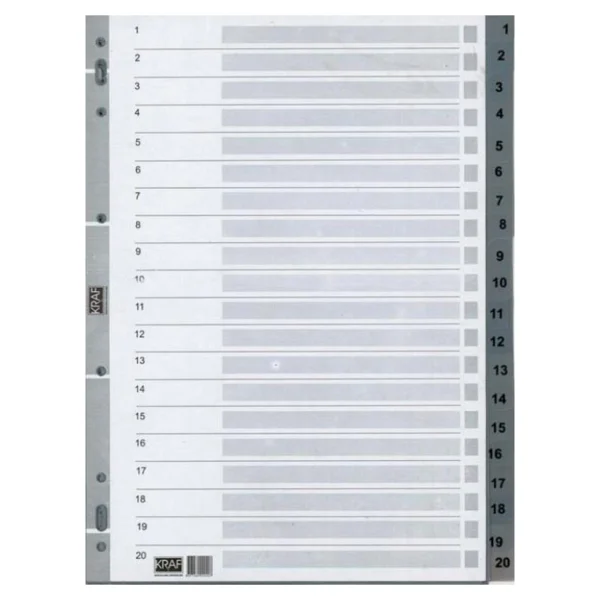 Kraf 1020 A4 1-20 Rakam Plastik Seperatör - Görsel 2