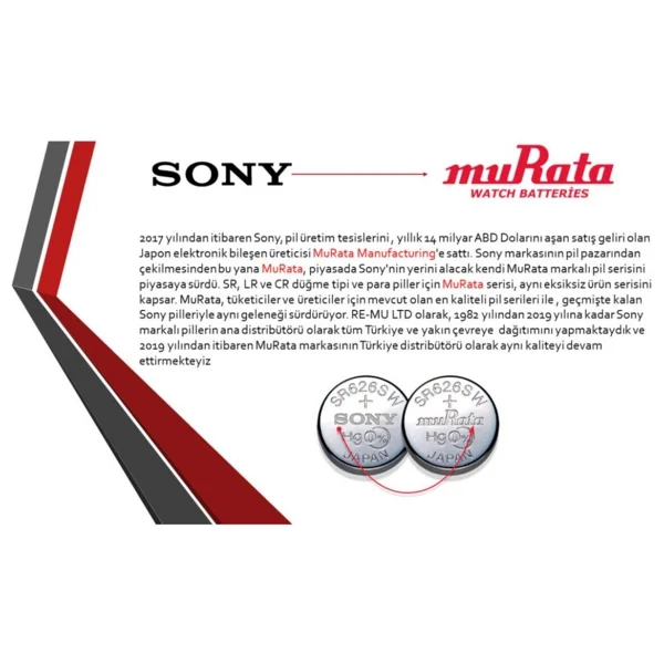 Sony Murata 10 Adet Sr621sw 364 1.5v Gümüş Oksit Saat Pili Uzun Ömürlü Kullanım İçin - Görsel 3