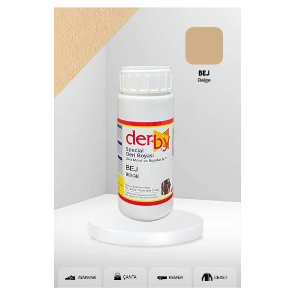 Derby Special Bej Deri Boyası 100 Ml Mont Eşya Çanta Kemer Cüzdan Ayakkabı Deri Boyası - Görsel 3
