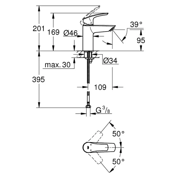 Grohe Eurosmart S 32467003 Tek Kumandalı Lavabo Bataryası - Görsel 2