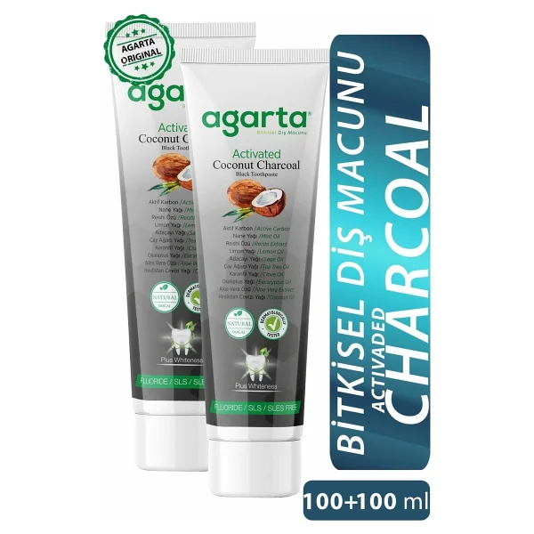 Agarta Hindistan Cevizi Özlü Aktif Karbon 100 Ml 2 Adet Florürsüz Diş Macunu - Görsel 6