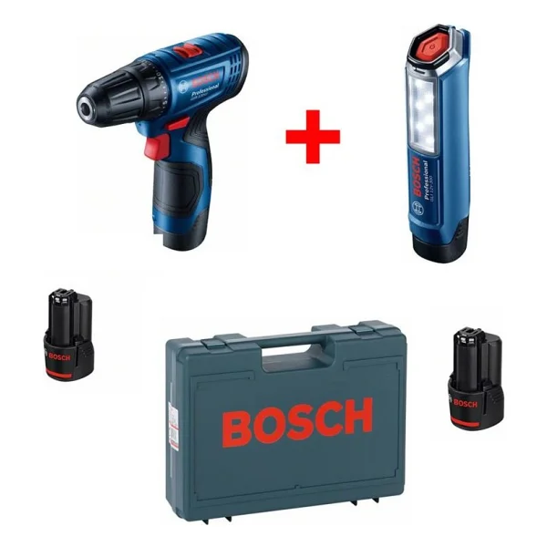 Bosch Gsr 120-Lı Akülü Vidalama + Glı 12v-300 Fener Çift Akülü 2 Ah Elektrikli El Aletleri Seti - Görsel 5