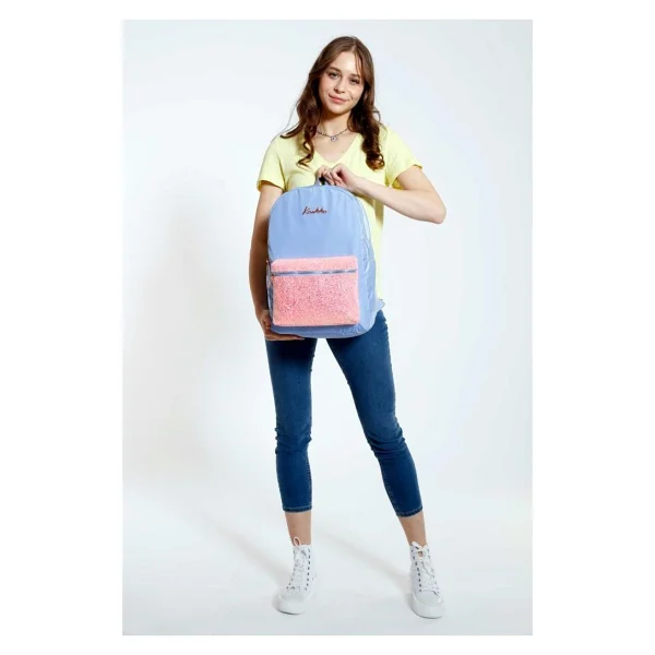 Kaukko Bright Taşlı Floral Mavi Okul Sırt Çantası - Görsel 5