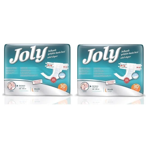 Joly Belbantlı Hasta Bezi 60 Adet Büyük Large Beden 30x2 Paket Yerli Üretim Özelliği ile Konforlu - Görsel 2