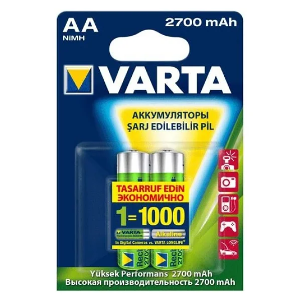 Varta 5706 2700 mAh 2'li Şarjlı Aa Kalem Pil - Görsel 7