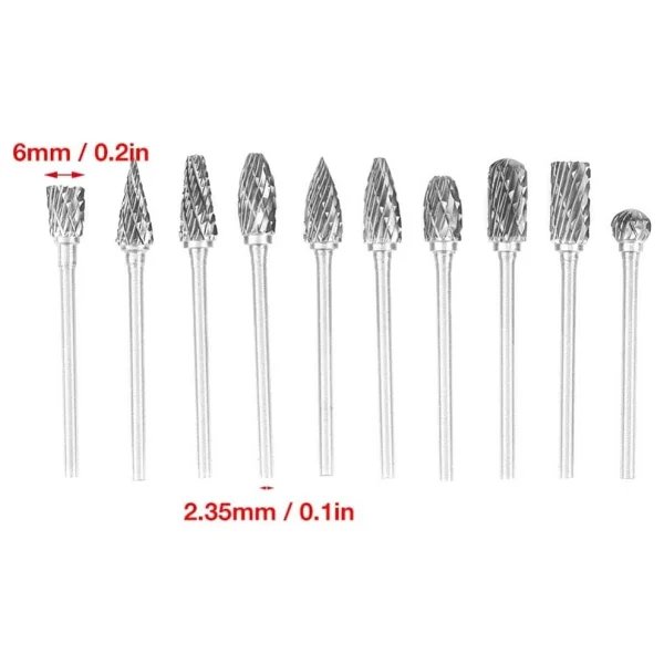 Schulzz Tungsten Ahşap Oyma 10'lu Uç Seti Dremel Gravür Matkap Uçları - Görsel 3