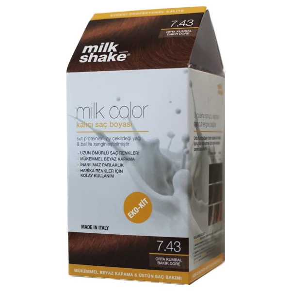 Milk Shake Milk Color Kalıcı 7.43 Orta Kumral Bakır Dore Saç Boyası - Görsel 4