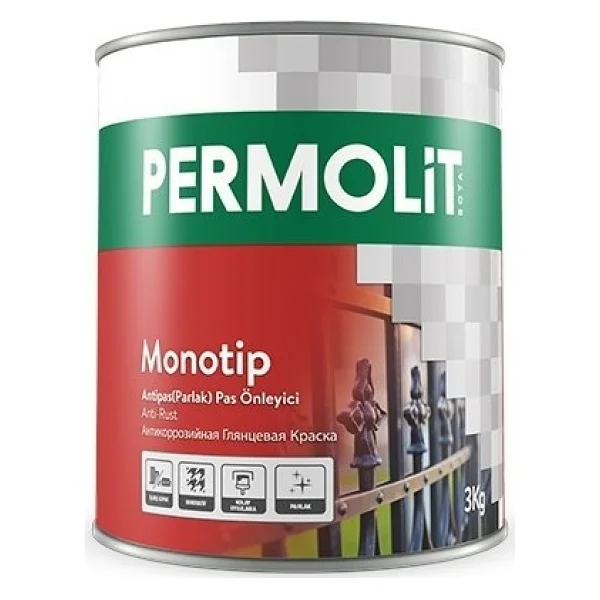 Permolit Monotip Antipas Parlak Metal Boyası 0,75Lt Siyah 3001