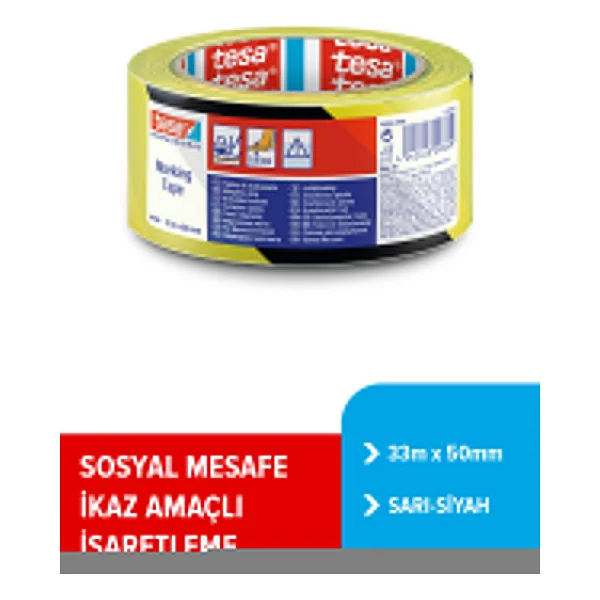 Tesa 60760 50 Mm X 33 M Sarı Siyah Yer İşaretleme Bandı - Görsel 4