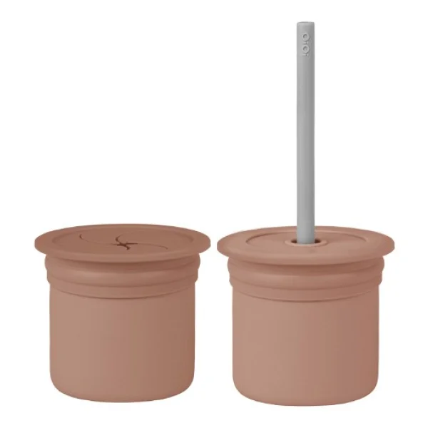 Oioi Ham Hüp Silikon Pipetli Bardak 6+ Ay Woody Brown - Powder Grey - Kahverengi - Görsel 7