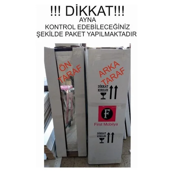 First Mobilya Number One - Demonte - Çok Amaçlı - Ayaklı - Aynalı Hediyelik Çok Amaçlı Takı Dolabı - Beyaz - Görsel 6