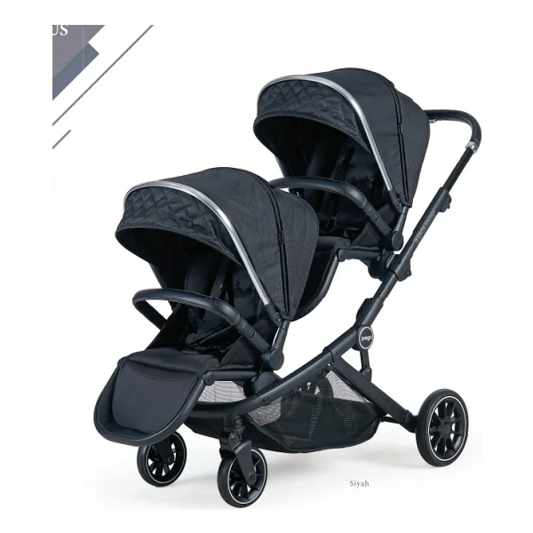 Prego 2223 Ibiza Plus Siyah İkiz Bebek Arabası - Görsel 2