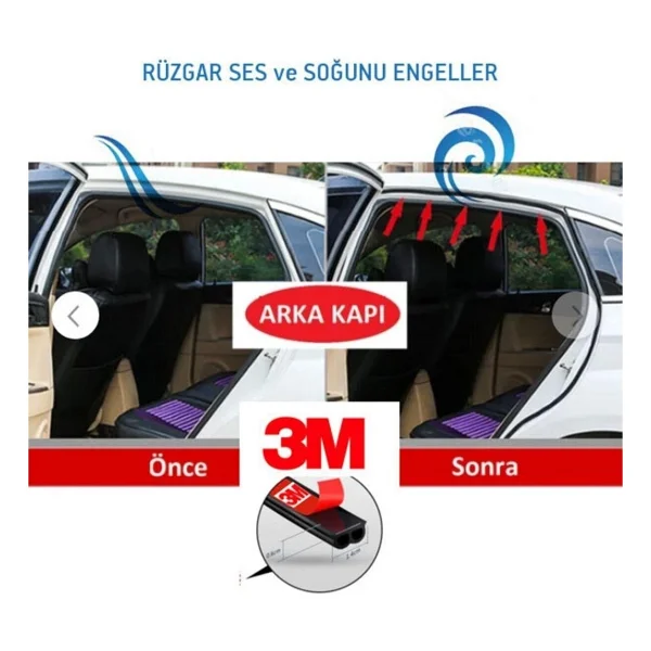 Contacall 3m Oto Kapı Kaput Bagaj Ses Toz Yalıtım Fitili 5 Metre Uzunluk - Görsel 3