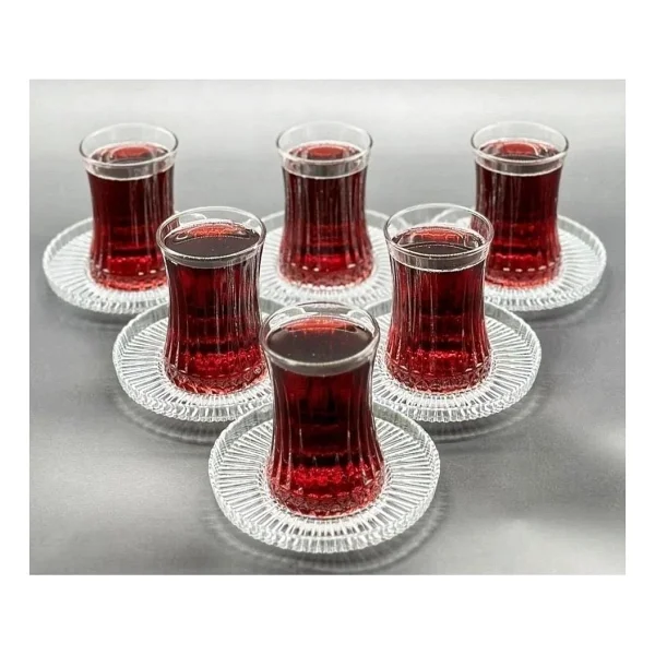 Paşabahçe Elysia Çay Bardağı Ve Riva Çay Tabağı Seti 12 Parça - Şeffaf - Görsel 6