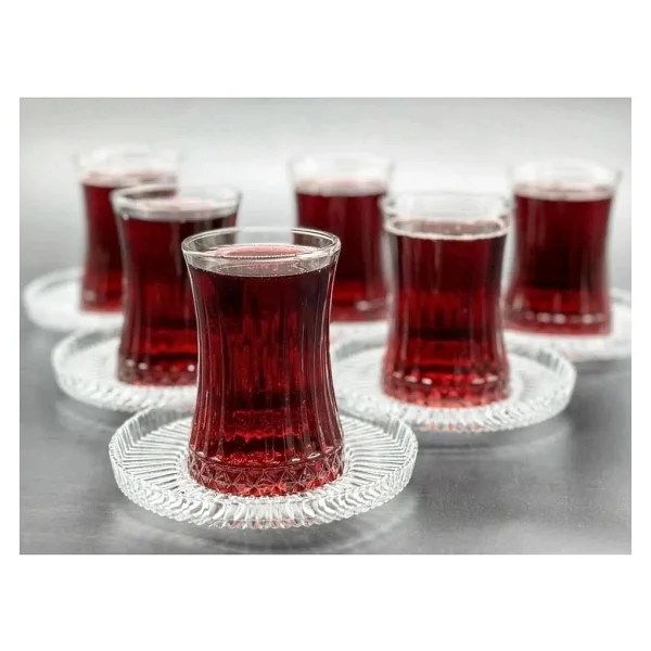 Paşabahçe Elysia Çay Bardağı Ve Riva Çay Tabağı Seti 12 Parça - Şeffaf - Görsel 2