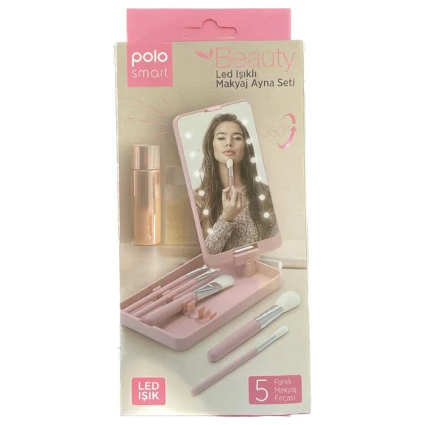 Polosmart Beauty LED Işıklı Makyaj Ayna Seti Pembe - Görsel 4