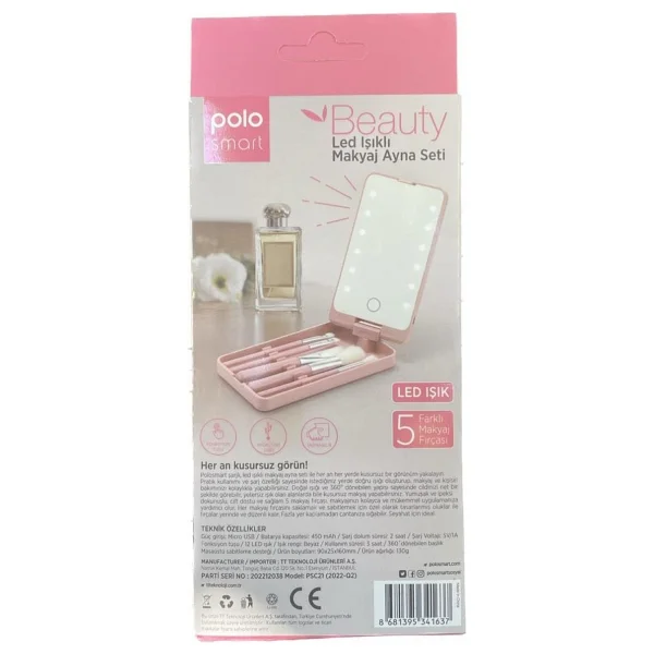Polosmart Beauty LED Işıklı Makyaj Ayna Seti Pembe - Görsel 2