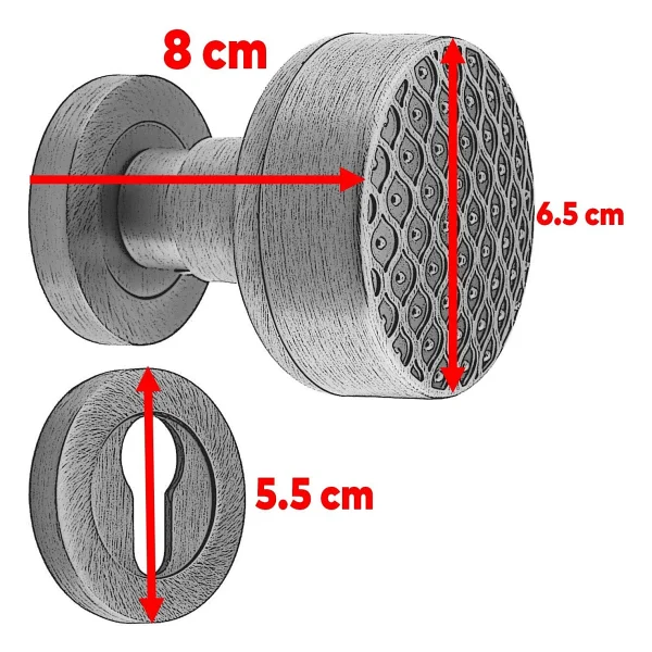 Badem10 Linda Dış Kapı Tokmağı Topuzu Kolu Metal Tokmak Antik Sarı Kapı Kolu Yale Sağa Sola Uygun 1 Takım - Görsel 4