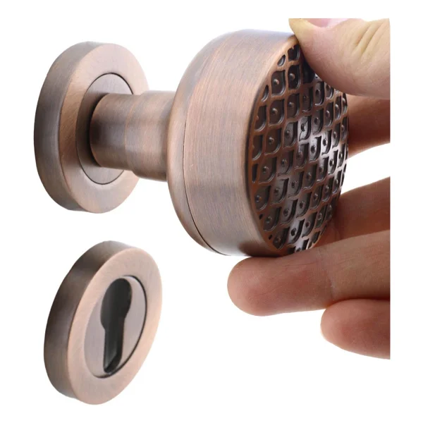Badem10 Linda Dış Kapı Tokmağı Topuzu Kolu Metal Tokmak Antik Sarı Kapı Kolu Yale Sağa Sola Uygun 1 Takım - Görsel 5
