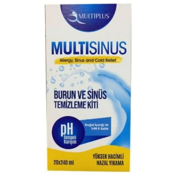Multiplus Multısınus Burun Temizleme Kiti - Yanma Ve Tahriş Etmeyen, %99,9 Saflıkta, 240 Ml Şişe + 20 Poşet - Görsel 2