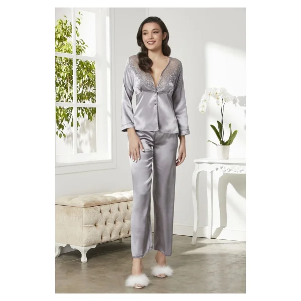 Pierre Cardin 6'lı Kaplı Gecelik Sabahlık Set 6425 Royal Renk - Ekru - Görsel 5
