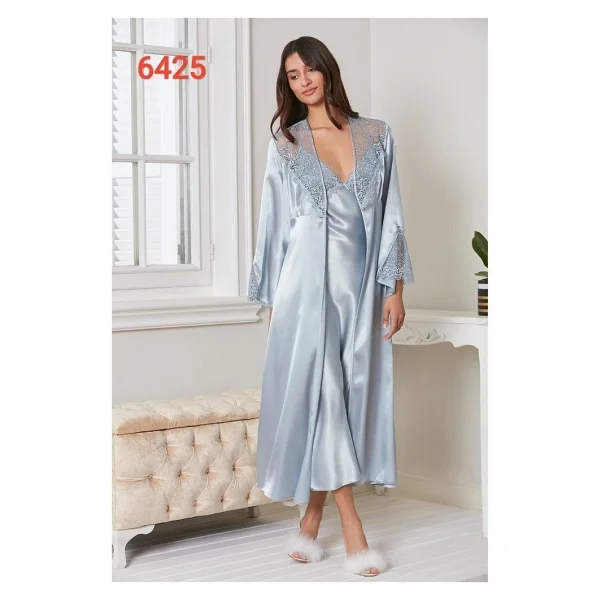 Pierre Cardin 6'lı Kaplı Gecelik Sabahlık Set 6425 Mist Renk - Görsel 4