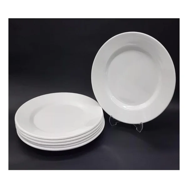 6 Adet Beyaz Melamin Tatlı,Pasta Servis Tabağı 21cm Sığ Tabak - Görsel 2