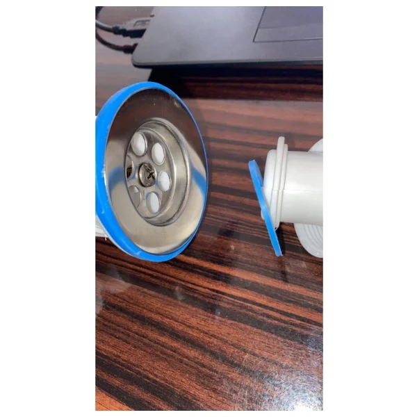 Özbest Körüklü Tahliye Taslı Lavabo Evye Sifonu - Depolu Lavabo Evye Gider Borusu 75 Cm Gırtlak - Görsel 3