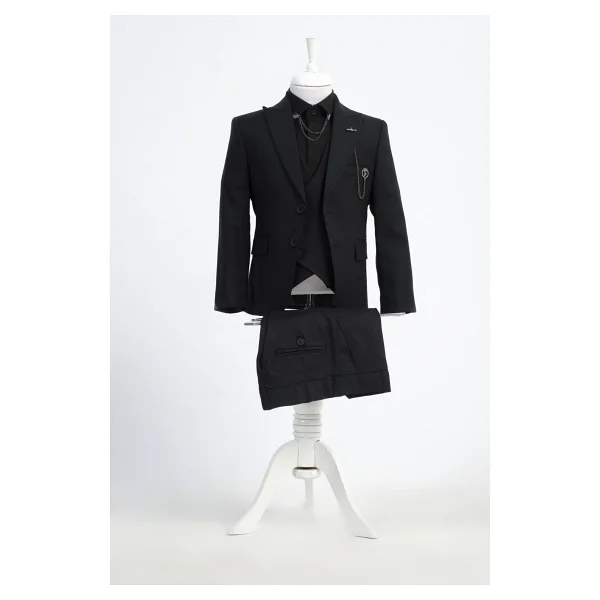 Doctor Junior Yelekli Erkek Çocuk Takım Elbise / Gömleksiz_mnvs1134 - 9 Yaş - Dropsuz - Siyah - Görsel 10
