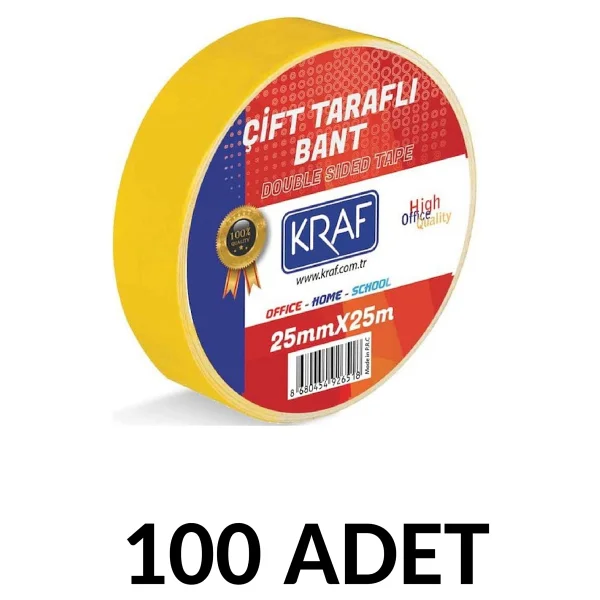 Kraf 100 Adet 25 Mm X 25 Metre Çift Taraflı Bant - Görsel 3