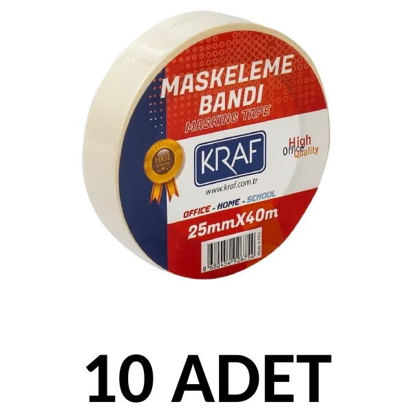 Kraf 10 Adet Maskeleme Bandı 25 Mm X 40 Metre Kağıt Bant - Görsel 3