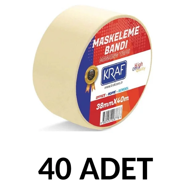 Kraf 40 Adet Maskeleme Bandı 38 Mm X 40 Metre Kağıt Bant - Görsel 3