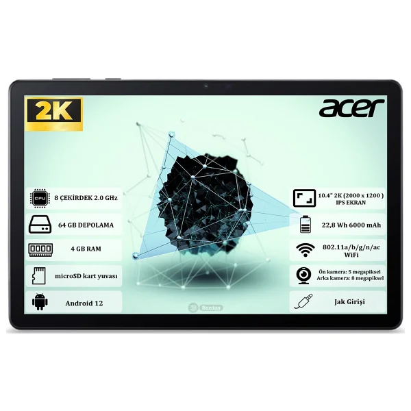 Acer Iconia Tab P10 NT.LFQEY.001 64 GB 10.4" Tablet - Görsel 10